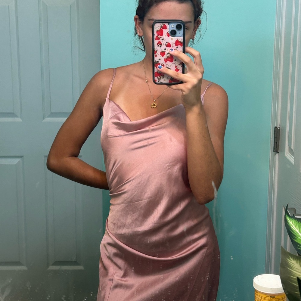 pink satin dress